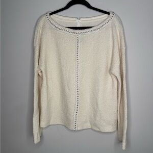 St. John Couture women's cream sweater with chain-like & ribbon trim